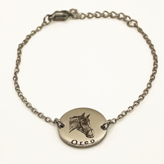 Steed Engraved Chain Bracelet