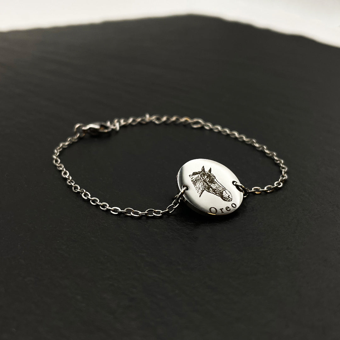 Steed Engraved Chain Bracelet