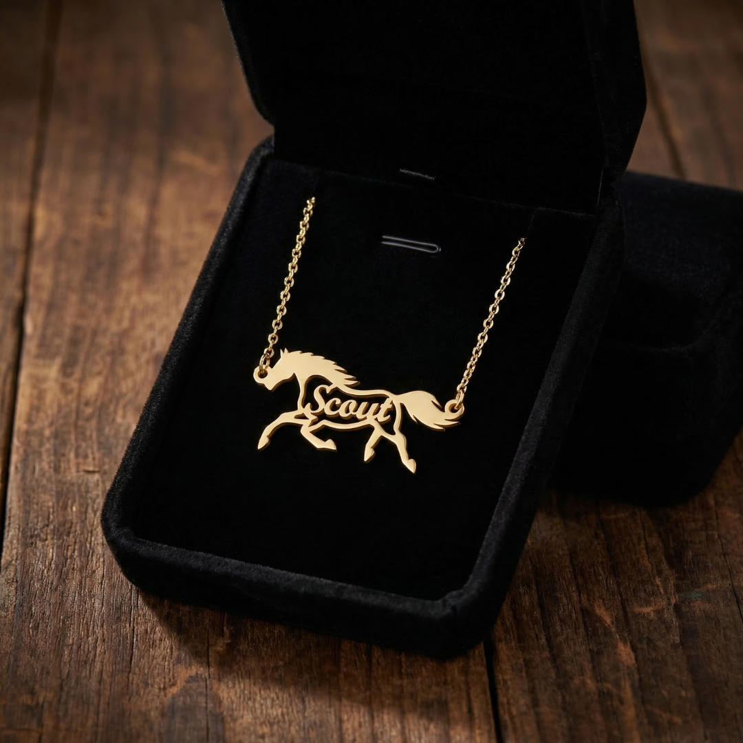 Steed Name Necklace - Galloperly, NK-STN-GD